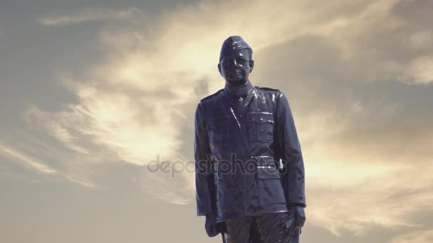 Subash 钱德拉玻色雕像在钦奈 — 图库视频影像