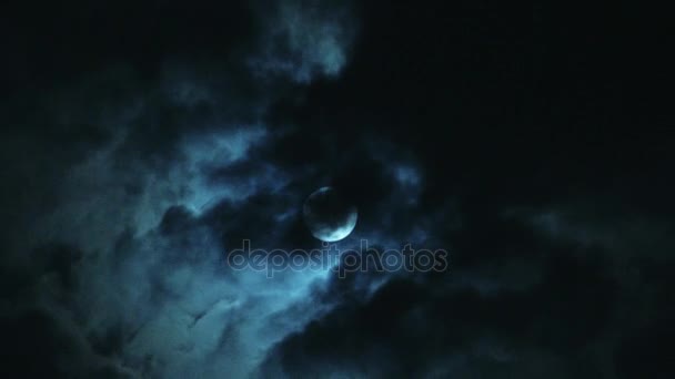 Luna Llena Con Nubes Pasajeras Time Lapse — Vídeos de Stock