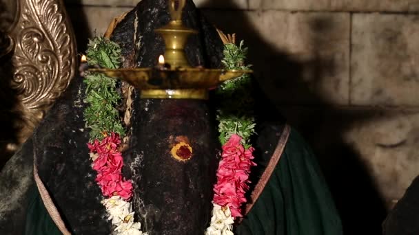Κινηματογράφηση Πρώτο Πλάνο Ένα Άγαλμα Hindu Θεάς — Αρχείο Βίντεο