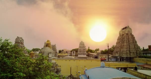Ανατολή Του Ηλίου Νωρίς Πρωί Ινδουιστικό Ναό — Αρχείο Βίντεο