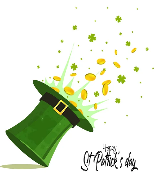 St. Patrick\'s hat with leaf clover. Isolated white background.