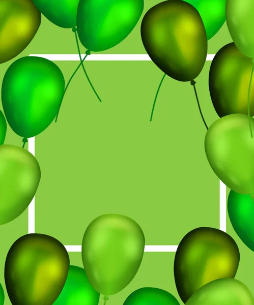 Saint Patrick Day Poster Met Glanzende Groene Ballonnen Witte Achtergrond — Stockfoto