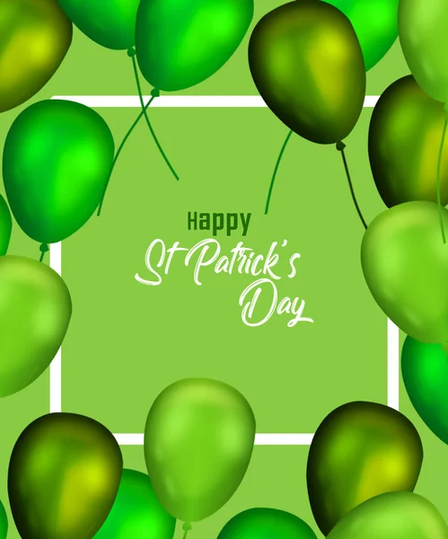 Saint Patrick\'s Day Vertical Banners Set with Green Shiny Balloons and Confetti. Vector illustration. Party Invitation Concept in Traditional Colors with Place for your Text.