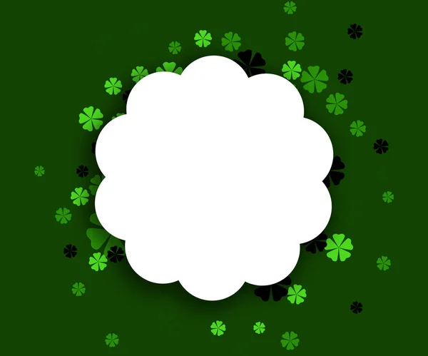 聖パトリックの日の背景 シャムロックとラッキー春デザインのベクター イラスト 緑のクローバーの境界線 緑の背景に分離されたラウンド フレーム アイルランドのシンボルのパターン Web のアイルランドのヘッダー — ストック写真