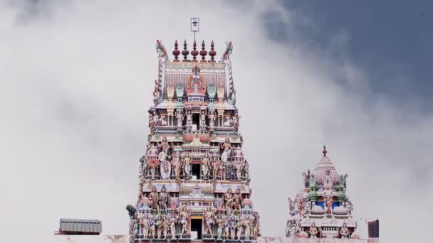 Time lapse - clouds passing over a tower of the Temple in South India — Stock Video