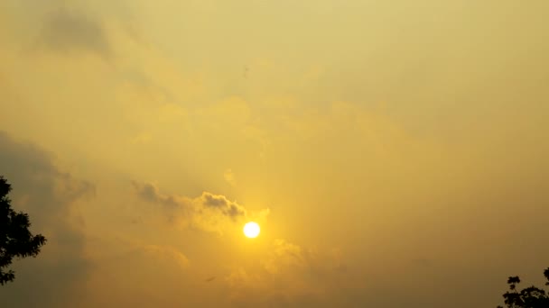 Atardecer color amarillo cielo fondo — Vídeo de stock