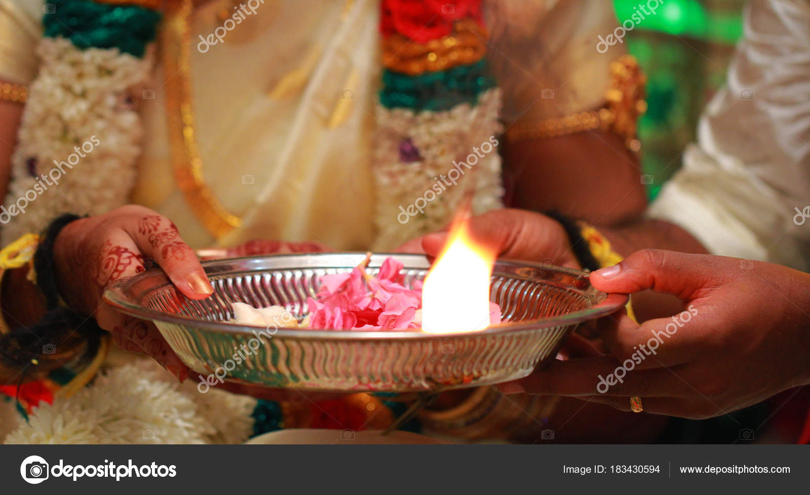 Indian Traditional Culture Colorful Garland Fresh Flowers South