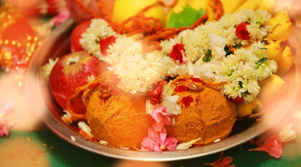 South Indian prayer items on a wedding day — Stock Photo, Image