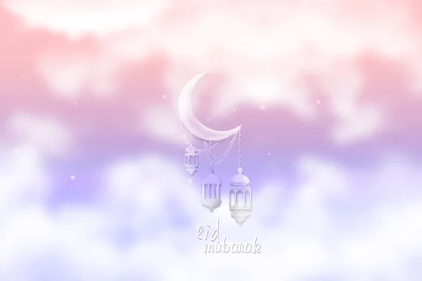 Muslimska semestern Eid al-Adha. grafisk design dekoration och en lampa. — Stockfoto