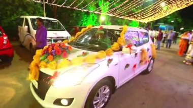 Chennai, Hindistan - 19 Şubat 2016: bir düğün araba süslemeleri