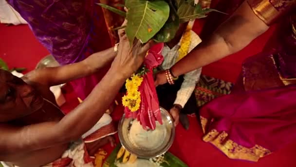 Chennai, indien - 19. Februar 2016: traditionelle indische Hochzeitszeremonie — Stockvideo
