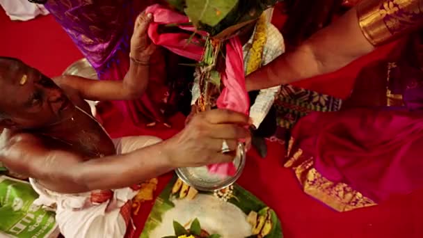 Chennai, indien - 19. Februar 2016: traditionelle indische Hochzeitszeremonie — Stockvideo