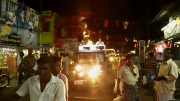 INDIA - 11 MAY 2016: political rally in the streets of india. general election is scheduled, A lot of unidentified people drive by motorcycles in night street. — Stock Video