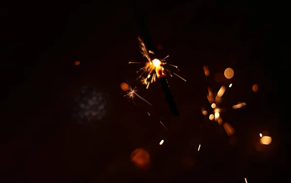 Beautiful Diwali Glowing Firecracker, fire of cracker explosion on black background — ストック写真