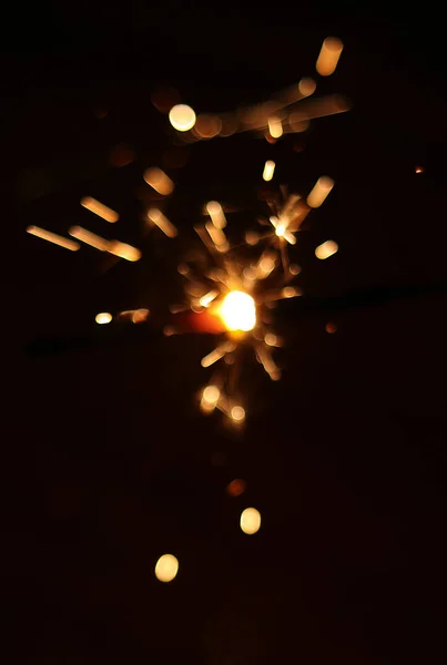 Beautiful Diwali Glowing Firecracker, fire of cracker explosion on black background — ストック写真