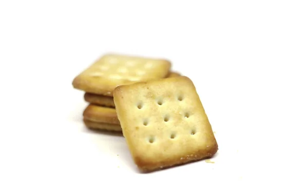Closeup Biscoitos isolados em fundo branco com espaço de cópia — Fotografia de Stock