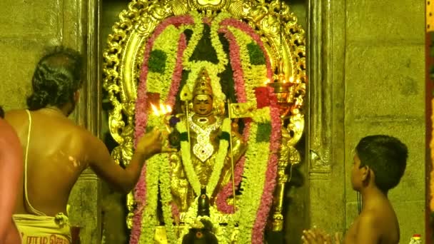 Chennai, Indien - 12 maj 2019: Hindu människor som gör Puja att be för Gud i Murugan Temple — Stockvideo