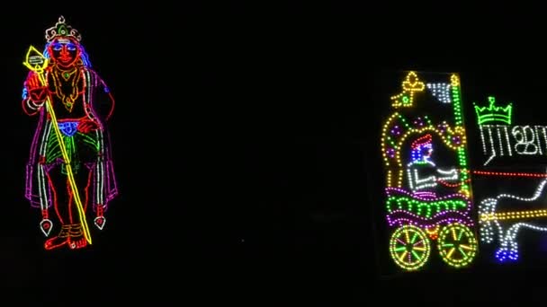 LED luz pintura de decoração e deus hindu — Vídeo de Stock