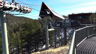 Tahoe Gölü, Kaliforniya 'daki Gondollar. İlahi teleferik istasyonuna varış zamanı 25 Aralık 2018, Kaliforniya Usa