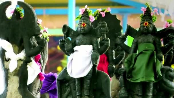 A Statue of Hindu god in Traditional Hindu temple, South India. — Stock Video