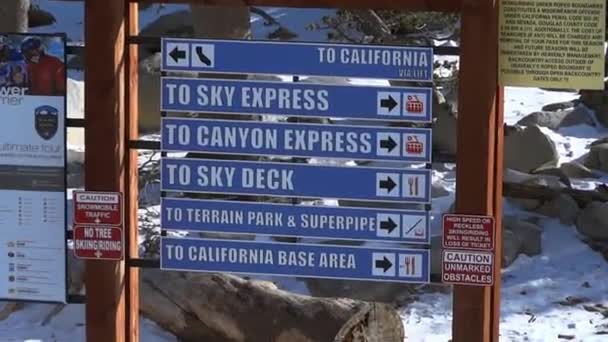 Heavenly Mountain Resort Lake Tahoe Map, sign name board — Stock video