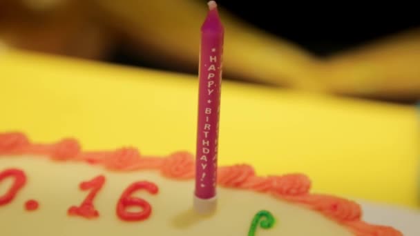 Birthday candle on a birthday cake — Stock Video