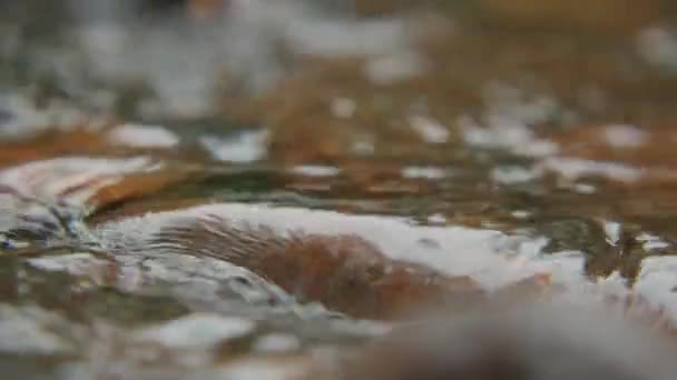 Detail des Wassers fließt über den Stein, Hintergrund der Natur — Stockvideo