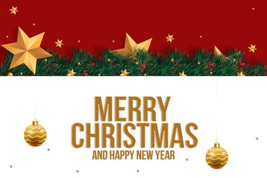 Kırmızı Noel Arkaplanı: Sezonluk Dilekleri ve Gerçekçi Bakış Noel Ağacı dalları Meyveler, Altın Mücevherler ve Yıldızlarla süslenmiş