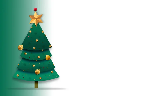 Árbol de Navidad de aspecto realista decorado con pelota, estrellas —  Fotos de Stock
