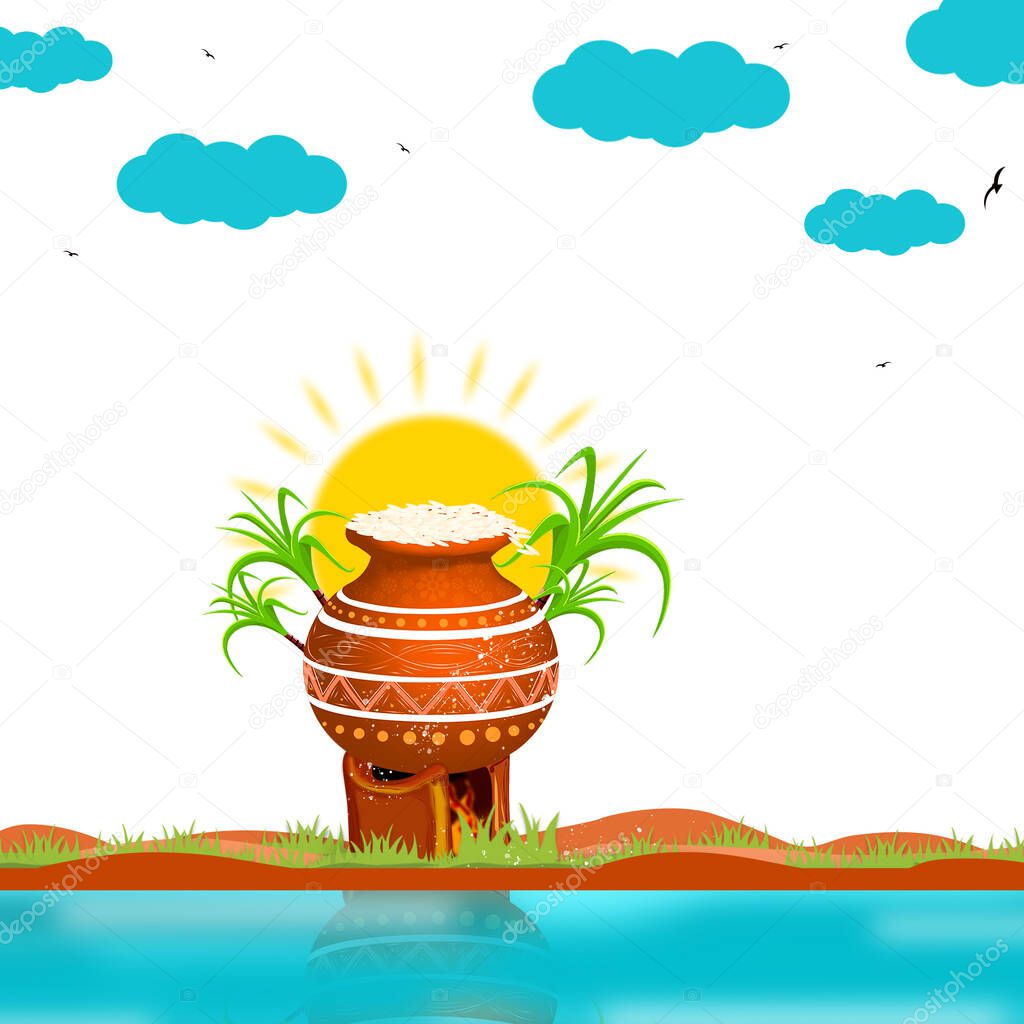 illustration of Happy Pongal greeting background