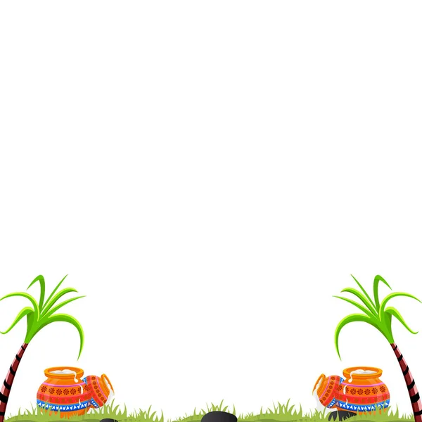 South Indian Festival Pongal Background Template Design Vector Illustration - Pongal Festival Sfondo ed elementi con testo di Pongal e vendita — Vettoriale Stock