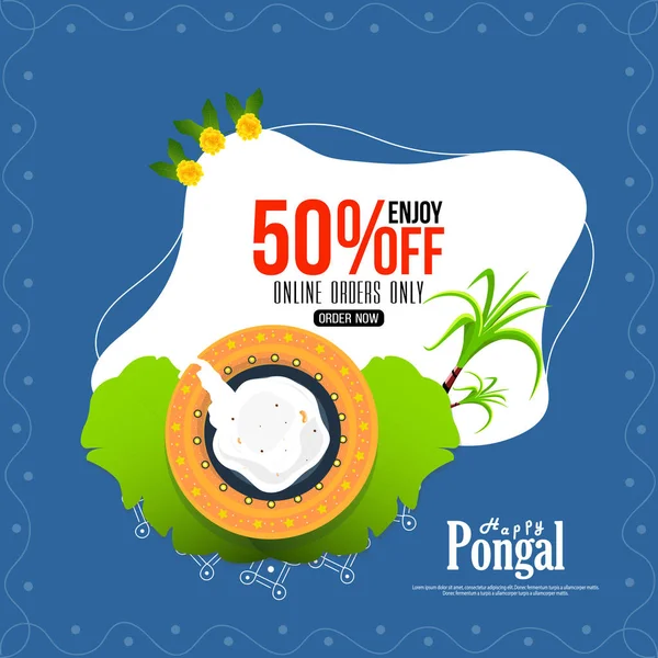 Illustration of Happy pongal greeting card background. Design with 50% Discount Illustration - vector illustration — ストックベクタ