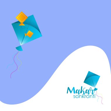 Mutlu Makar Sankranti bayram Hindistan festivali arka planının vektör çizimi
