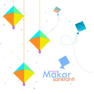 Mutlu Makar Sankranti bayram Hindistan festivali arka planının vektör çizimi