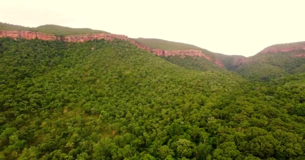 Niesamowity krajobraz z górami pokrytymi zielonymi tropikalnymi tłami lasu — Wideo stockowe
