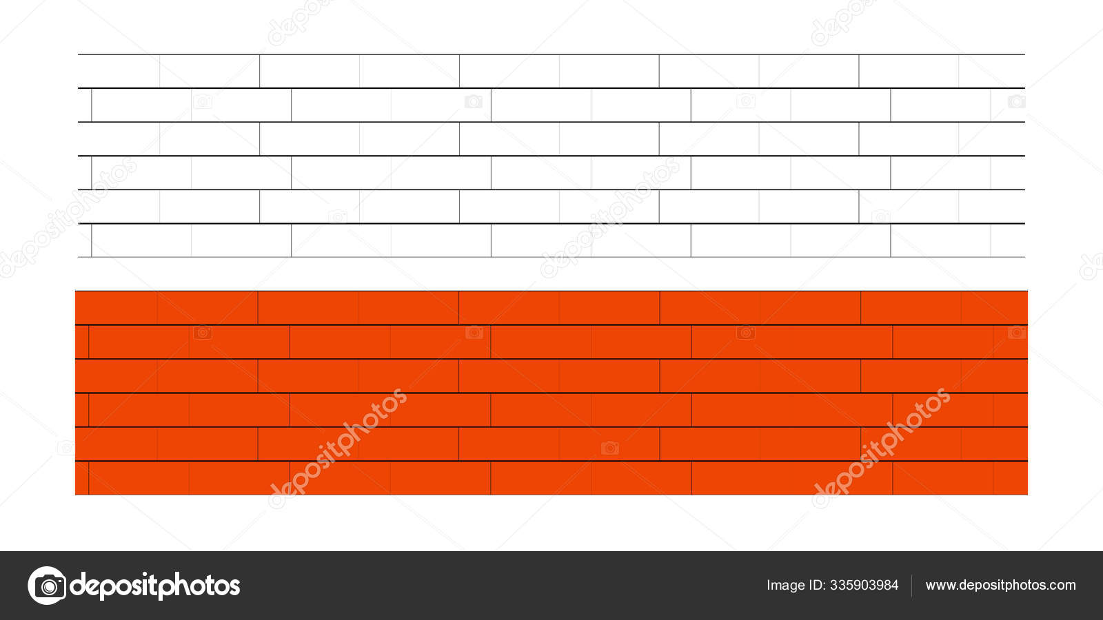 Red brick wall with White brick wall texture vector illustration Stock
