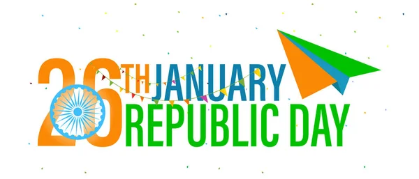 Wektorowe ilustracja Happy Indian Republic dzień uroczystości plakat lub baner tle. 26 stycznia — Wektor stockowy