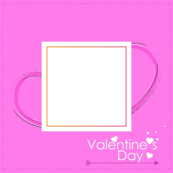 Happy Valentine's Day greeting card design with frame, vector illustrtation — Stock Vector