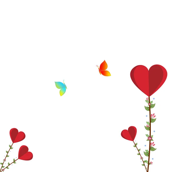 Illustration of happy valentine day, paper art and digital craft style. two colorful beautiful butterfly love — 스톡 벡터