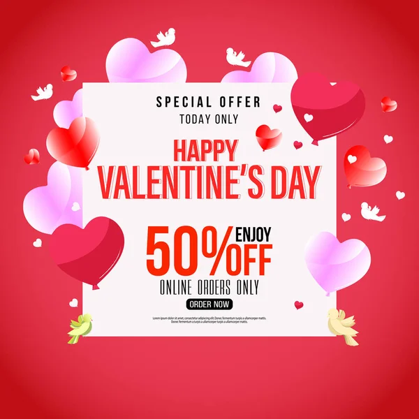 Promo Web Banner Valentine Day Sale Beautiful Background Red Fabric — 스톡 벡터