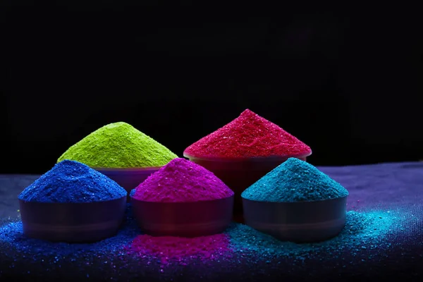 Colores Brillantes Para Festival Del Holi Indio Colorido Gulal Colores —  Fotos de Stock