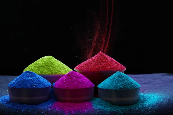 Colores Brillantes Para Festival Del Holi Indio Colorido Gulal Colores —  Fotos de Stock