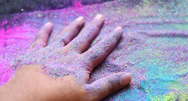Farbe Der Hand Indian Festival Holi Hintergrund — Stockfoto