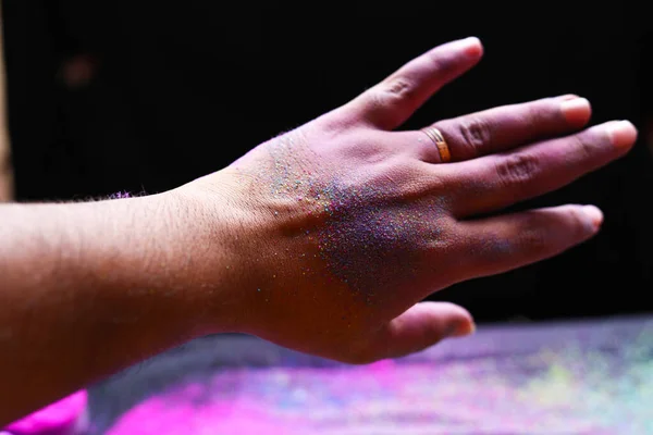 Farbe Der Hand Indian Festival Holi Hintergrund — Stockfoto