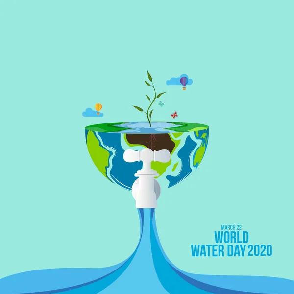 Eco World Water Day Paper Art Digital Craft Style — 스톡 벡터