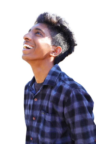 Hombre Guapo Sonriendo Fondo Blanco Tomas Estudio —  Fotos de Stock