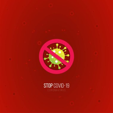 Kırmızı Yasak İşareti ile Coronavirus Simgesi, 2019-nCoV Roman Coronavirus Bakterisi. Coronavirus 'u durdur