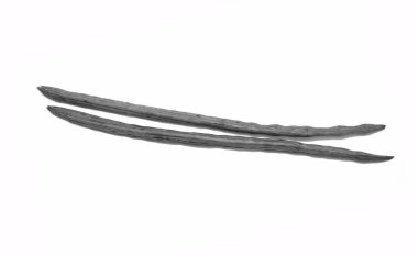 İzole edilmiş arka planda siyah-beyaz Drumstick sebzesi.