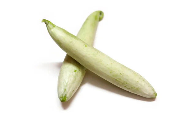 Two Snake Gourd White Backgrounds Top View — Stock fotografie