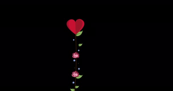 발렌타인데 이 컨셉: 사랑 과 발렌타인 데이에 대한 애니메이션화 된 만화, 종이 예술 과 디지털 공예 스타일. 알파 채널 — 비디오